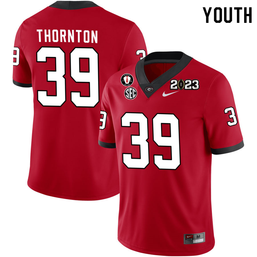 Youth #39 Miles Thornton Georgia Bulldogs 2022-23 CTP National Championship Football Jerseys